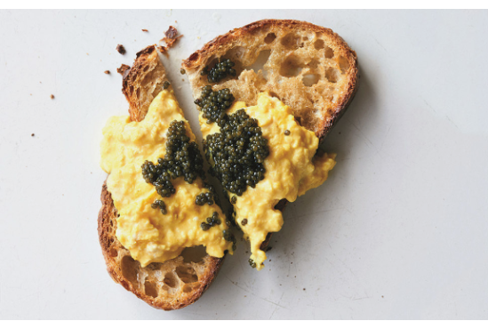 Creamy scrambled egg with sevruga caviar
