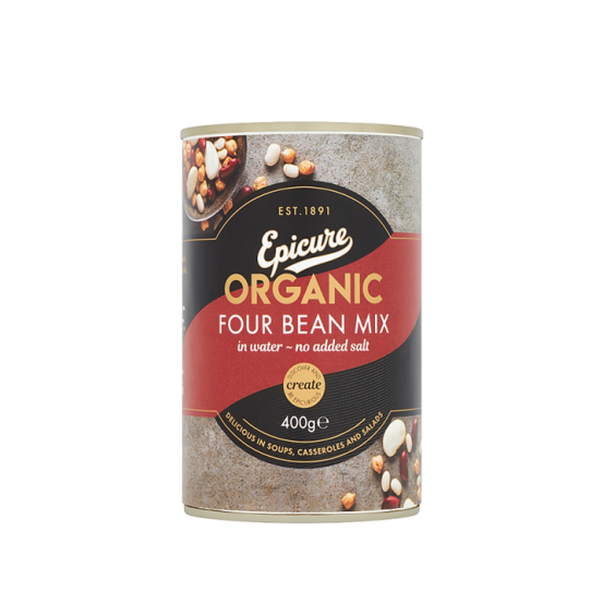 Epicure Organic Four Beans mix in Water 1x400Gm
