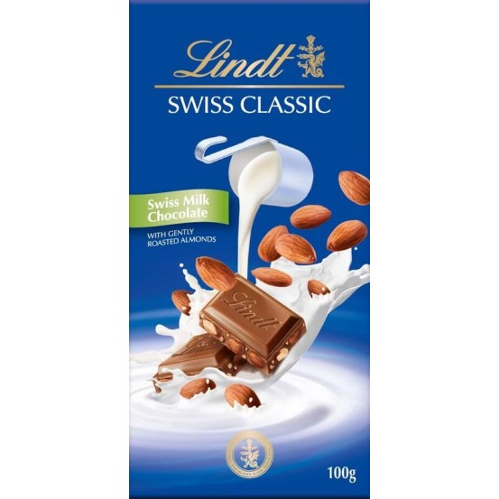 Lindt Swiss Classic Milk Whole Almonds 1X100g